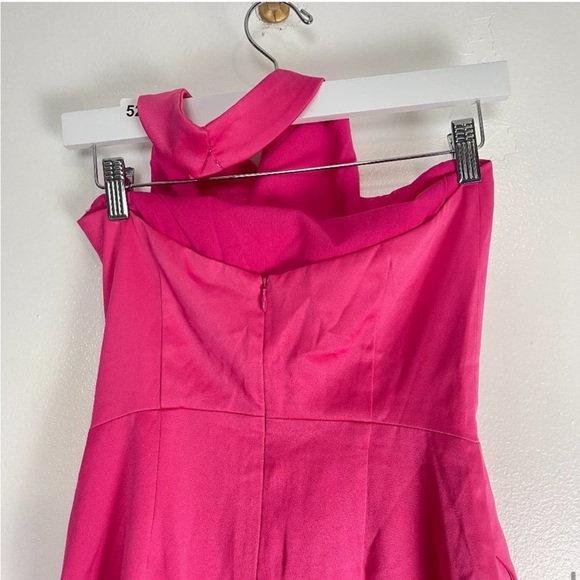 ELLIATT Lilah Asymmetric Satin Cocktail Dress in Fuchsia Size X-Small - Picture 8 of 10